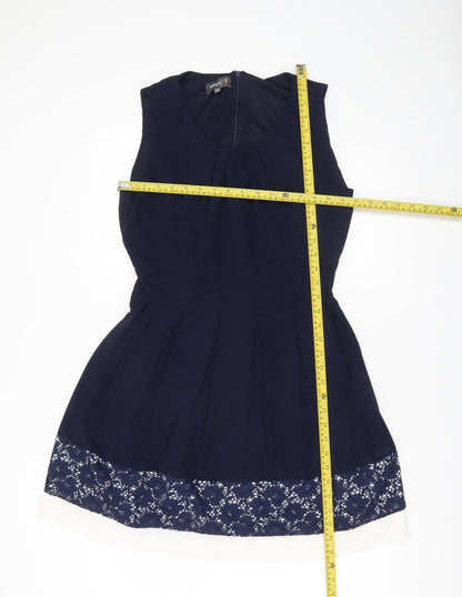 Apricot Women’s Blue Fit & Flare Sleeveless Lace Knee Dress UK 16