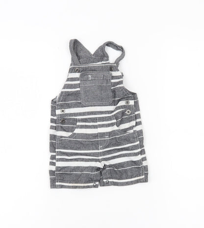 Calvin Klein Unisex Baby Grey Striped Dungaree 6-9 Months Cotton Blend