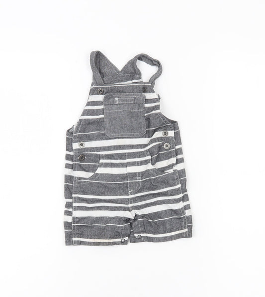Calvin Klein Unisex Baby Grey Striped Dungaree 6-9 Months Cotton Blend
