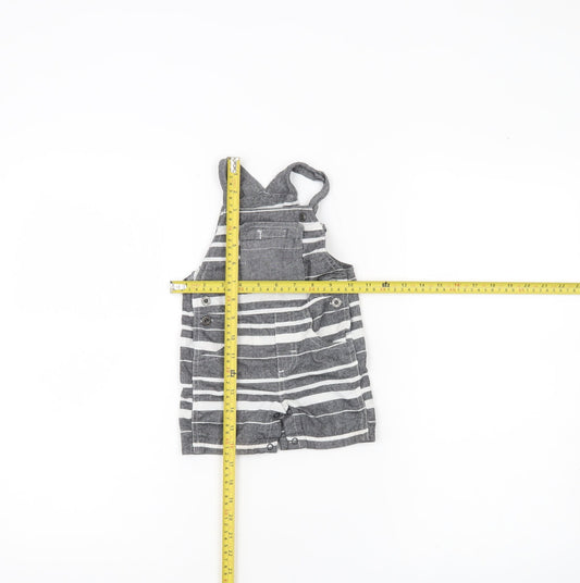 Calvin Klein Unisex Baby Grey Striped Dungaree 6-9 Months Cotton Blend
