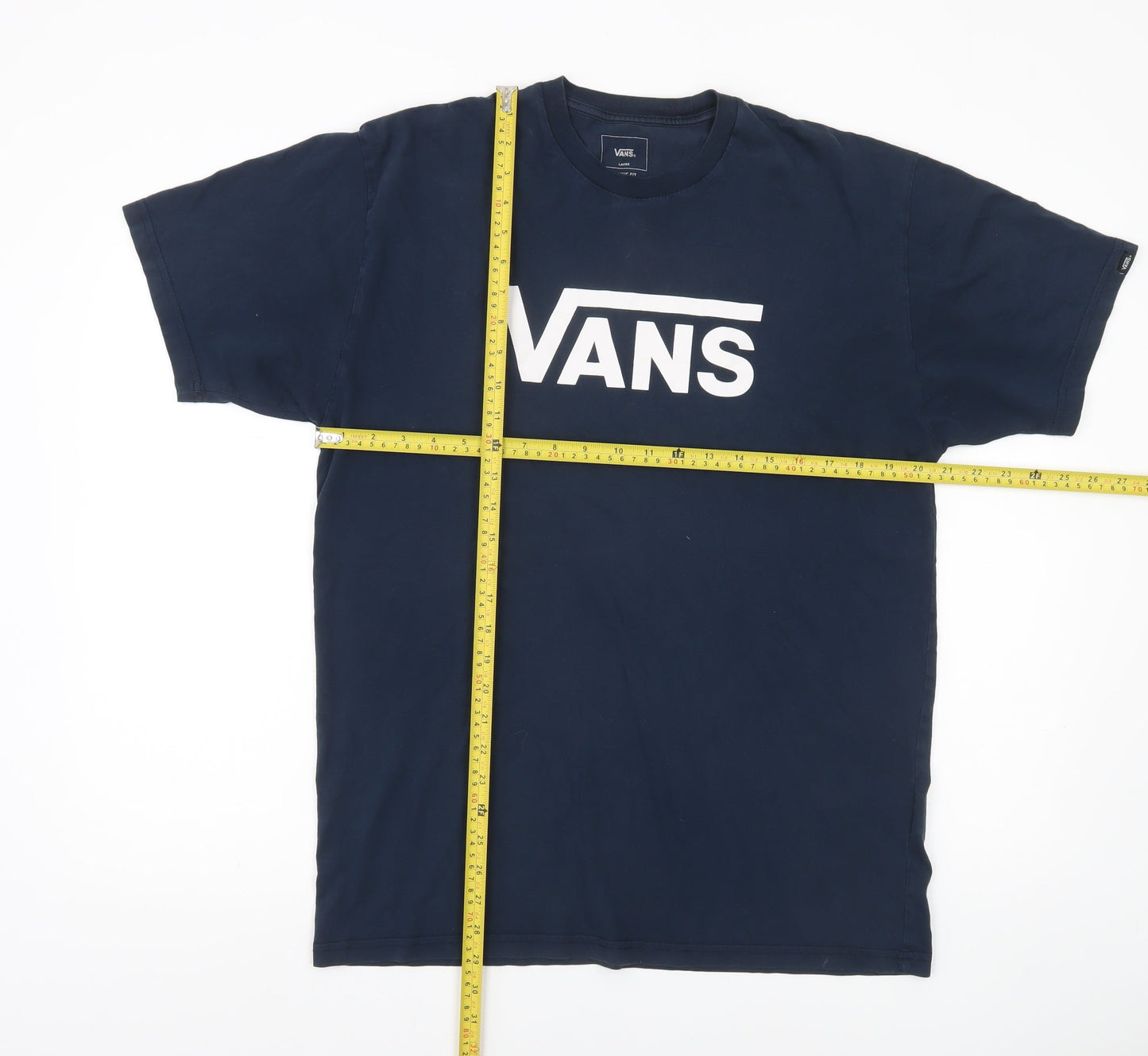 Vans Mens Blue Large Classic Fit Logo Graphic Cotton T-Shirt