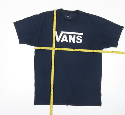 Vans Mens Blue Large Classic Fit Logo Graphic Cotton T-Shirt