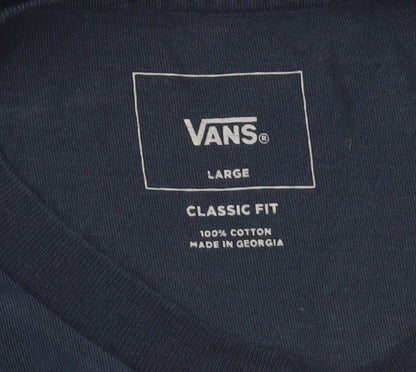 Vans Mens Blue Large Classic Fit Logo Graphic Cotton T-Shirt