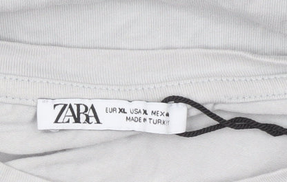 Zara Men’s Grey XL Short Sleeve Crew Neck Jersey T-Shirt