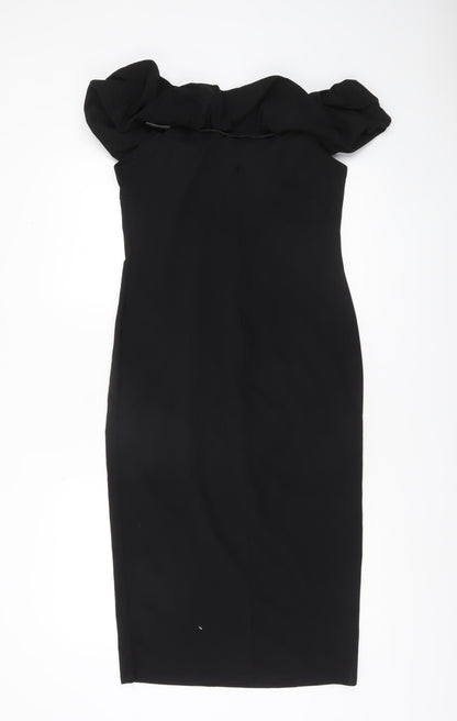 In The Style Women’s Black Size 14 Bodycon Ruffle Dress