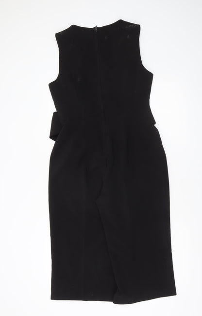 Miss Selfridge Petites Black Sleeveless Jumpsuit UK12 V-Neck Belted