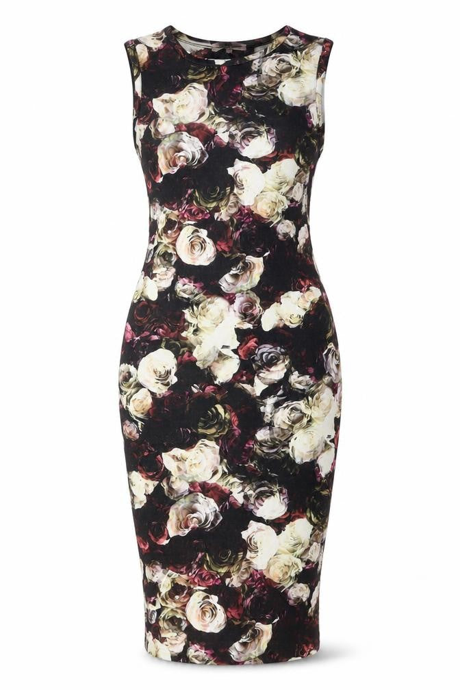 Marks and Spencer Women’s Multicoloured Floral Bodycon Midi Dress Size 8