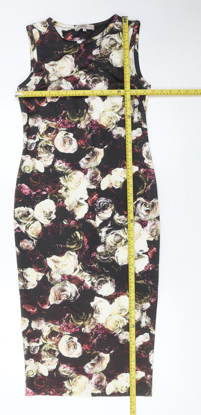 Marks and Spencer Women’s Multicoloured Floral Bodycon Midi Dress Size 8