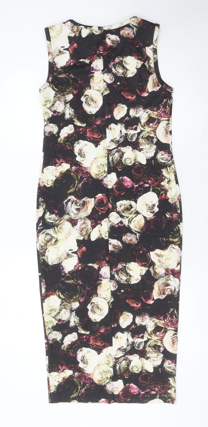 Marks and Spencer Women’s Multicoloured Floral Bodycon Midi Dress Size 8