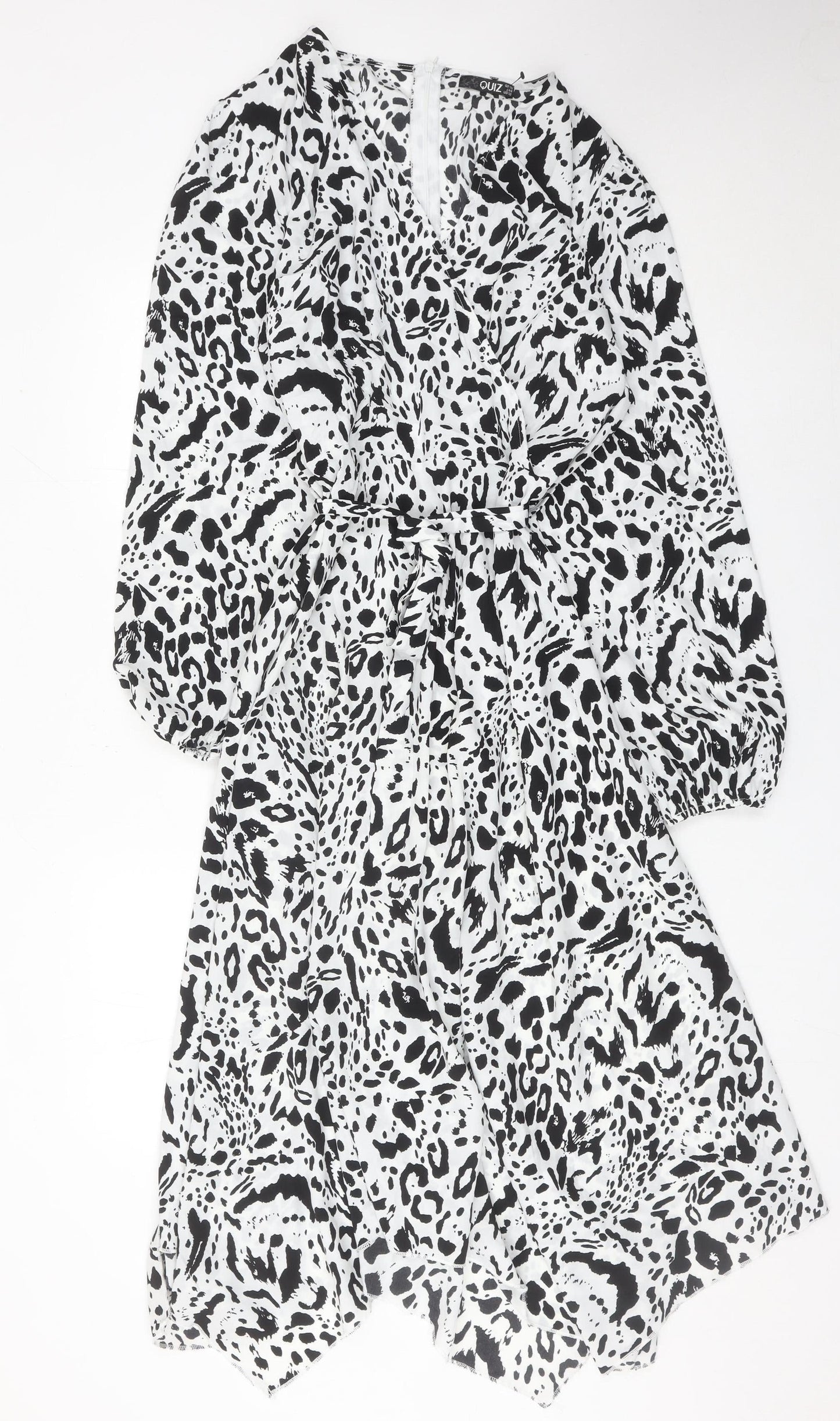 Quiz Women’s Black White Animal Print A-Line Dress Size 16