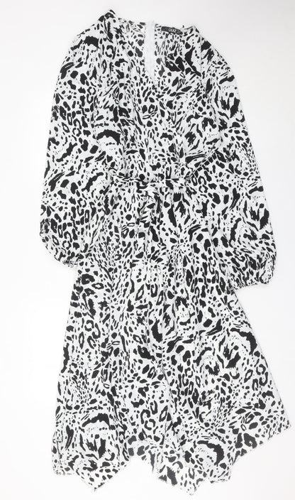 Quiz Women’s Black White Animal Print A-Line Dress Size 16