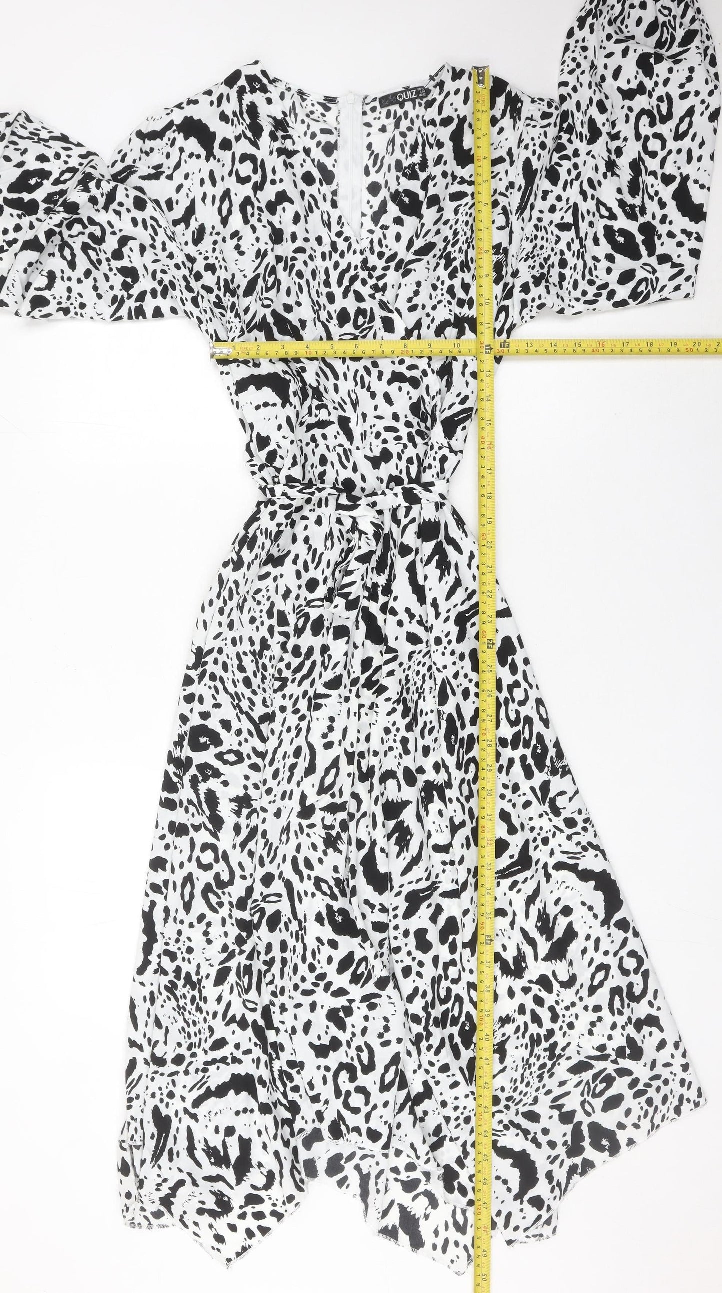 Quiz Women’s Black White Animal Print A-Line Dress Size 16