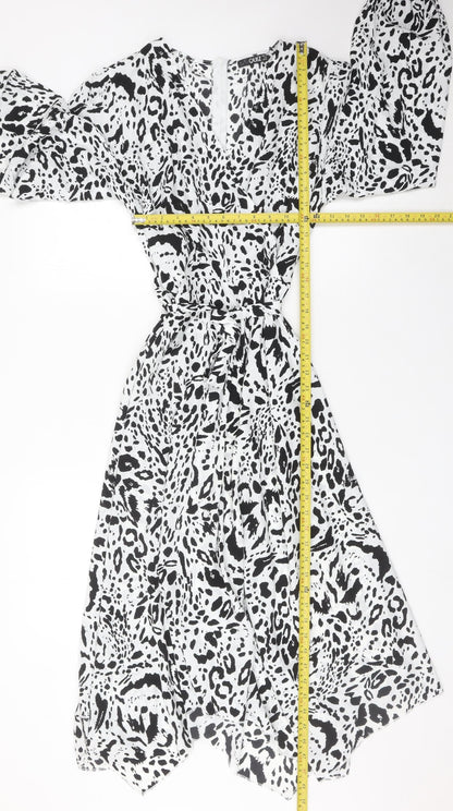 Quiz Women’s Black White Animal Print A-Line Dress Size 16