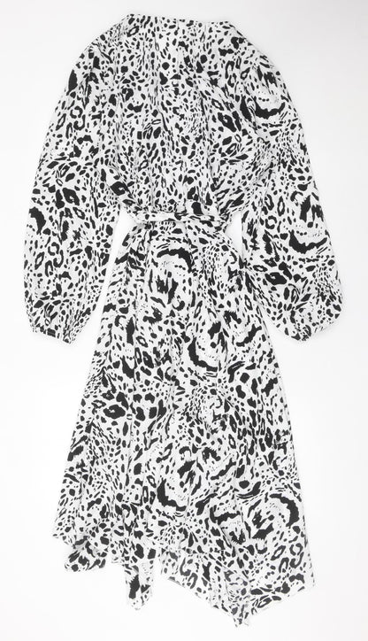 Quiz Women’s Black White Animal Print A-Line Dress Size 16