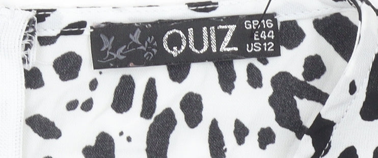 Quiz Women’s Black White Animal Print A-Line Dress Size 16