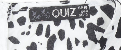 Quiz Women’s Black White Animal Print A-Line Dress Size 16