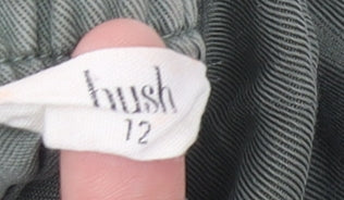 Hush Womens Green Linen Midi A-Line Button Skirt Size 12