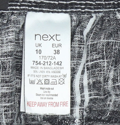 Next Womens Black Striped Linen Blend Paperbag Shorts Size 10