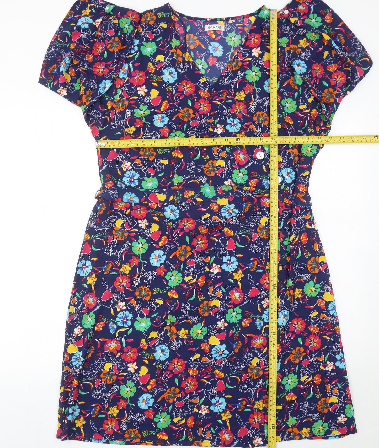 Damart Women’s Multicoloured Floral Wrap Dress Size 18 Knee Length