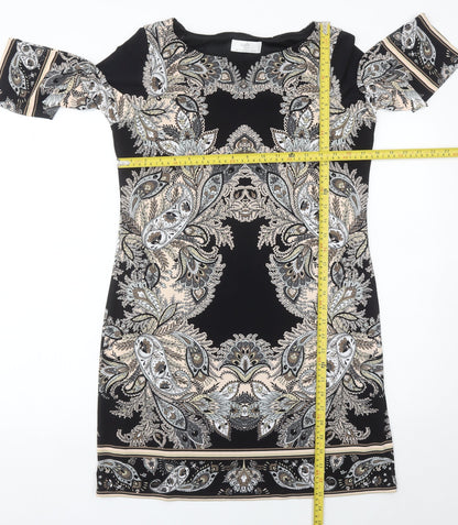 Wallis Petite Women’s Black Paisley Sheath Dress Size 12