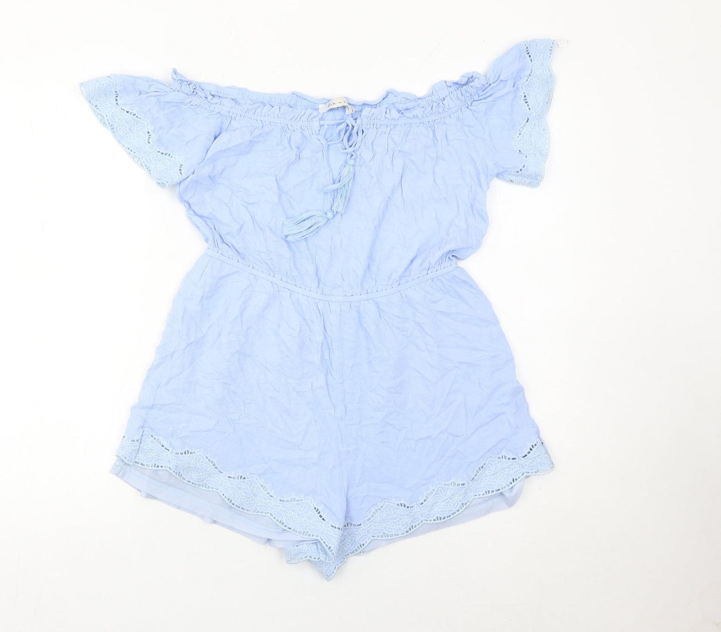 Ark n Co Women’s Blue Off Shoulder Lace Playsuit Size L Summer