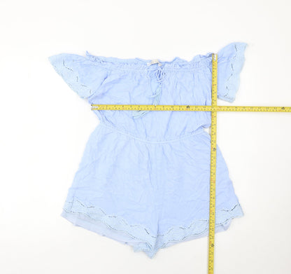 Ark n Co Women’s Blue Off Shoulder Lace Playsuit Size L Summer