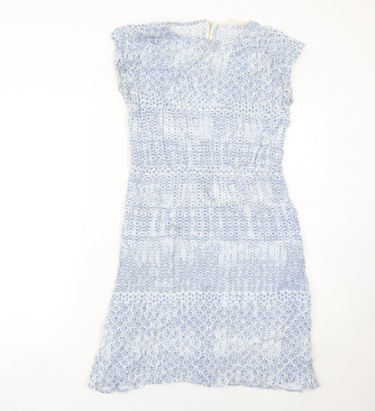 John Lewis Women’s Blue Floral Sheath Knee Length Dress Size 10