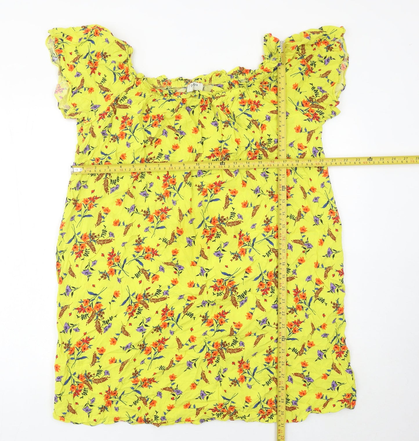 Matalan Women’s Yellow Floral Shift Dress Size 18 Short Sleeve