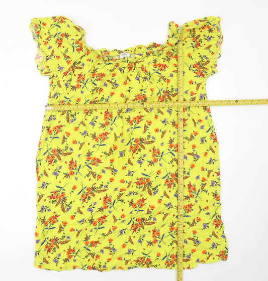 Matalan Women’s Yellow Floral Shift Dress Size 18 Short Sleeve