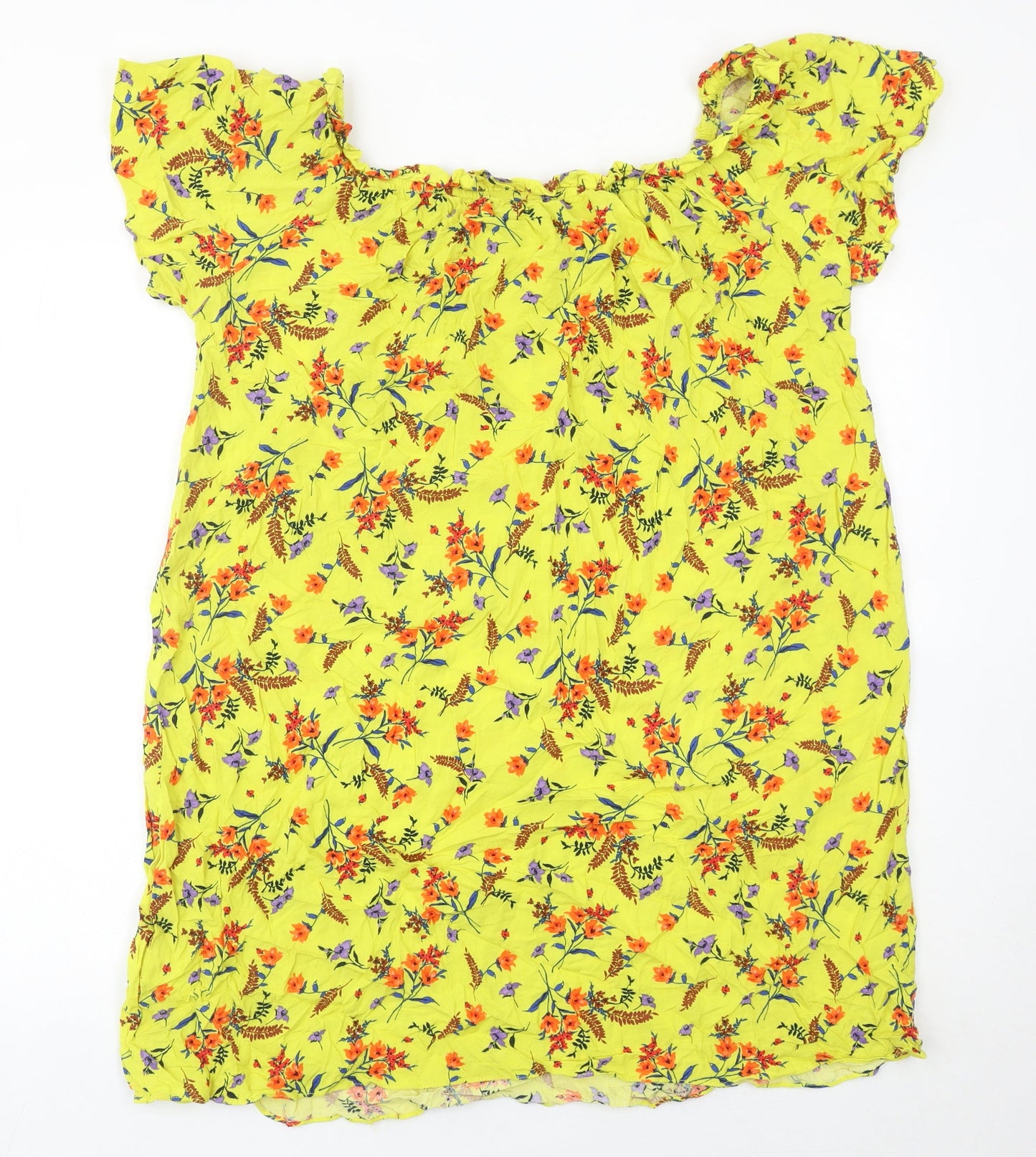 Matalan Women’s Yellow Floral Shift Dress Size 18 Short Sleeve