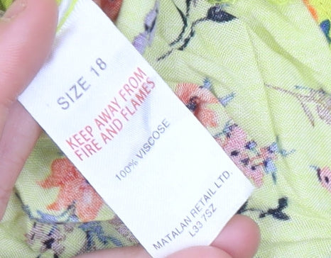 Matalan Women’s Yellow Floral Shift Dress Size 18 Short Sleeve