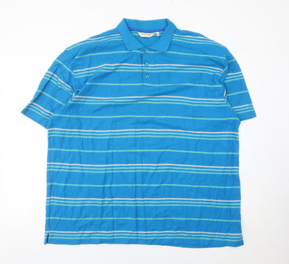James Pringle Men’s Blue Striped Polo Shirt 2XL Cotton Golf Casual