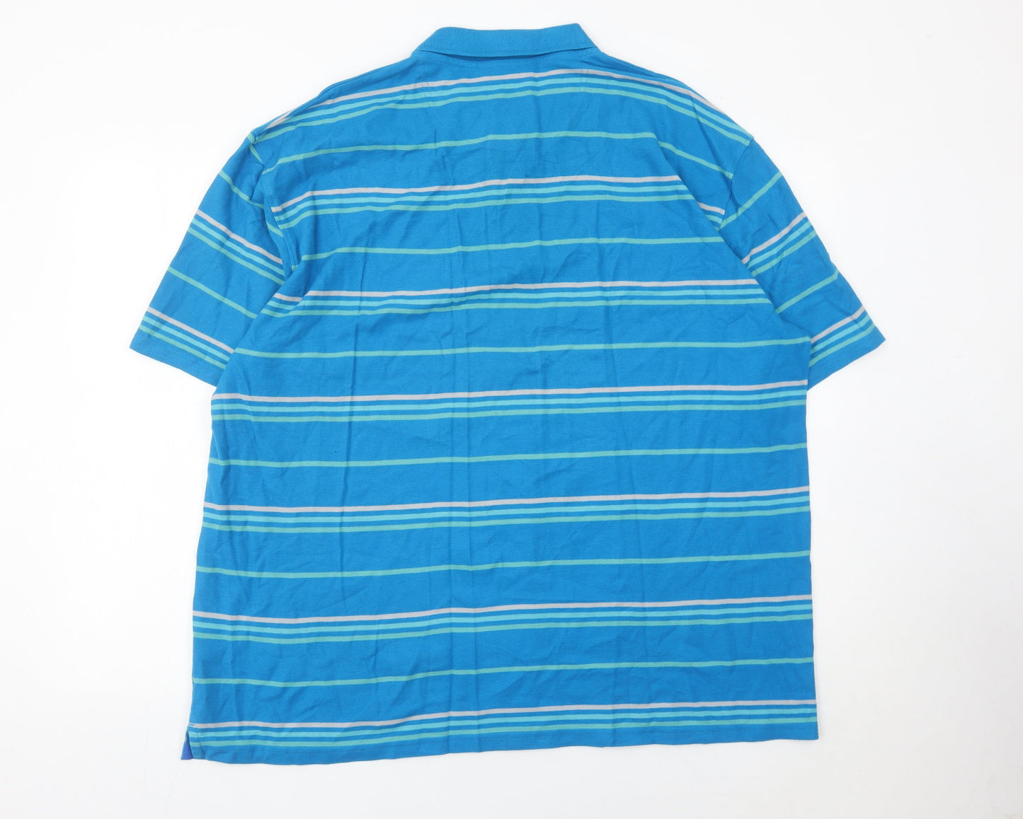 James Pringle Men’s Blue Striped Polo Shirt 2XL Cotton Golf Casual