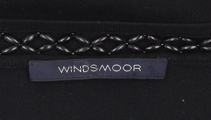 Windsmoor Womens Black Tunic Blouse L Beaded Scoop Neck 3/4 Sleeve