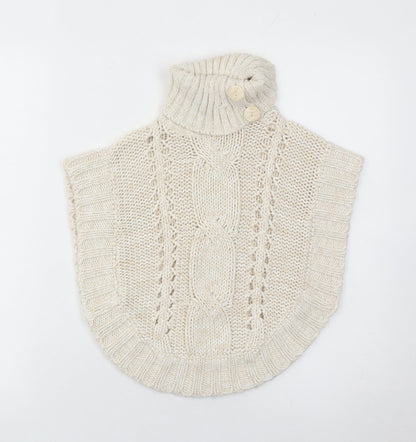 Matalan Girls Ivory Knit Cape Jumper Age 3 Years Roll Neck Button Detail