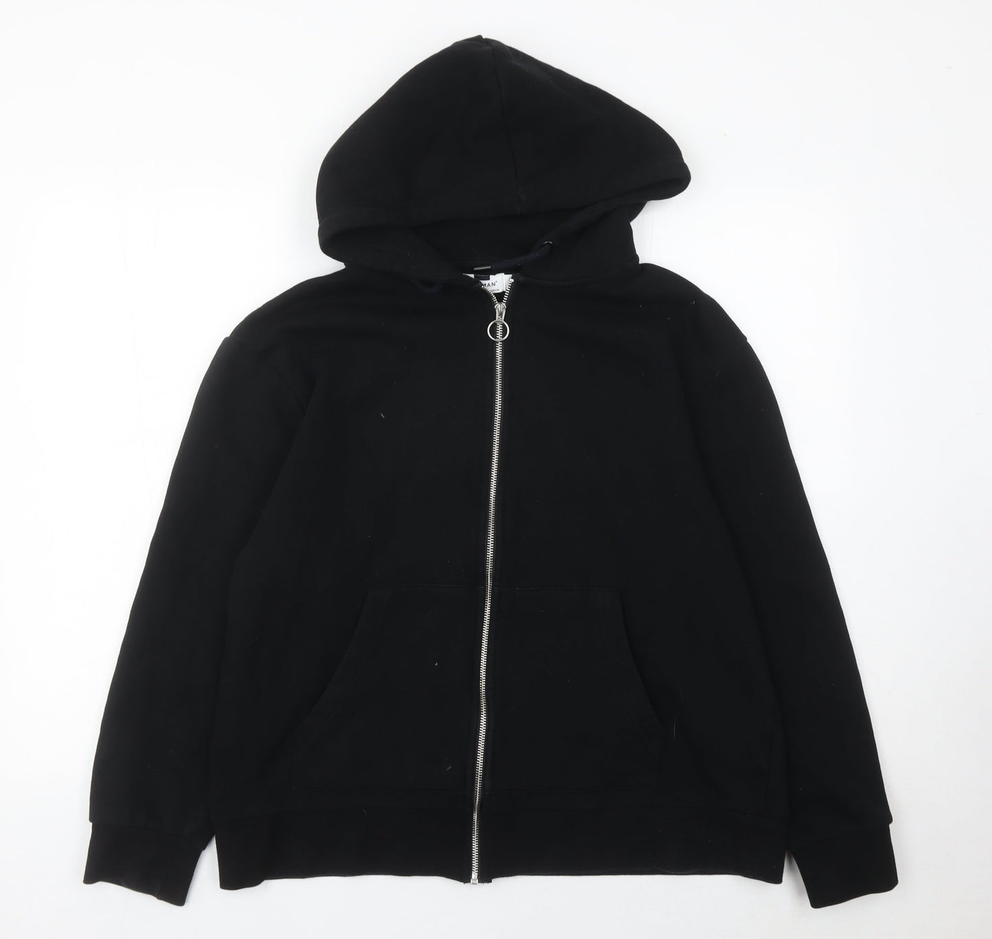 Topman Men’s Black Full Zip Hoodie L Cotton Blend Hooded Jacket