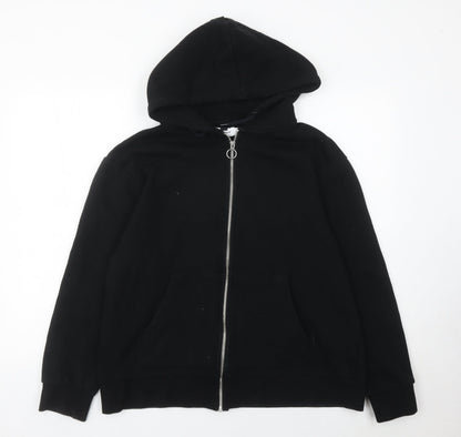 Topman Men’s Black Full Zip Hoodie L Cotton Blend Hooded Jacket