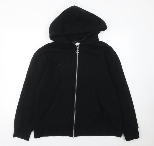 Topman Men’s Black Full Zip Hoodie L Cotton Blend Hooded Jacket