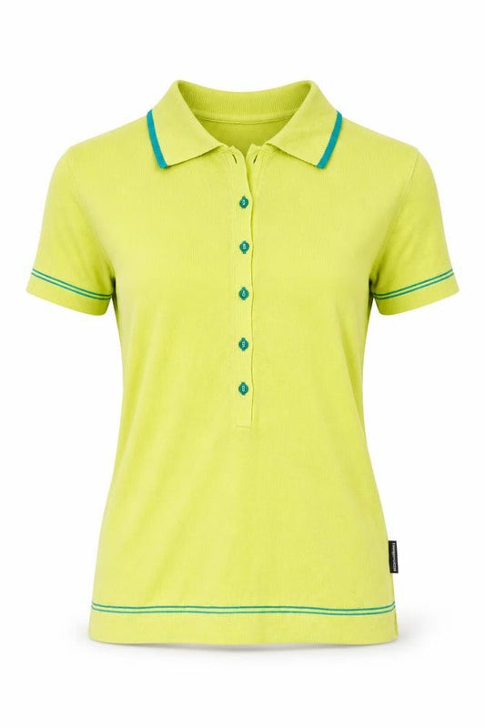 Front view of Twopercent unisex green polo shirt s short sleeve knit button cotton blend