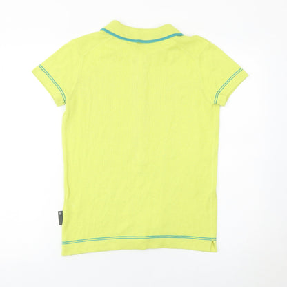 Twopercent Unisex Green Polo Shirt S Short Sleeve Knit Button Cotton Blend