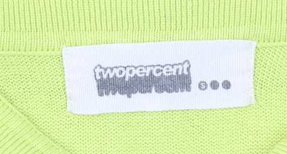 Twopercent Unisex Green Polo Shirt S Short Sleeve Knit Button Cotton Blend