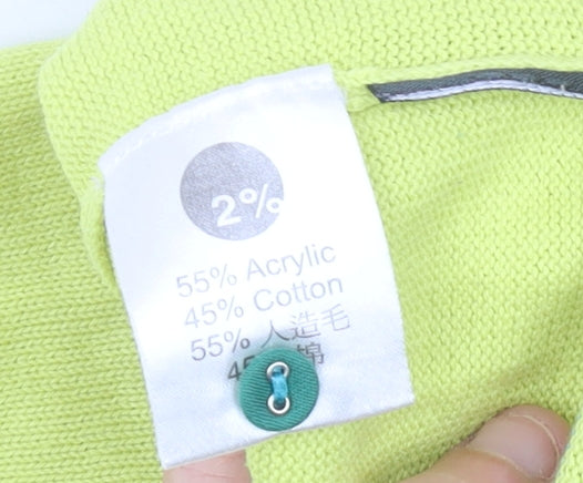 Twopercent Unisex Green Polo Shirt S Short Sleeve Knit Button Cotton Blend