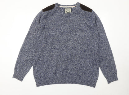 Brave Soul Men's Blue XL Pullover Jumper Crew Neck Cotton Knit