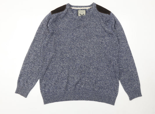 Brave Soul Men's Blue XL Pullover Jumper Crew Neck Cotton Knit