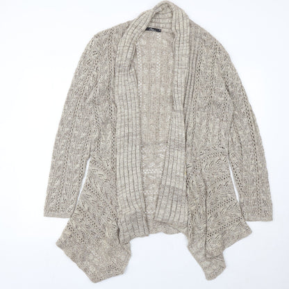 BM Collection Womens Beige Open Knit Cardigan M Regular