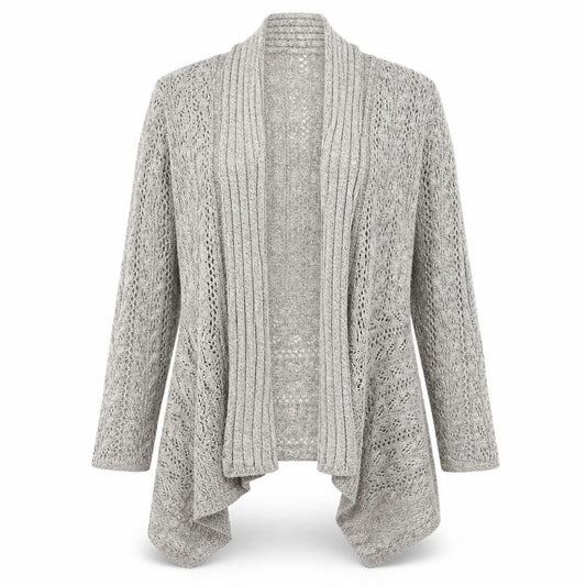 BM Collection Womens Beige Open Knit Cardigan M Regular