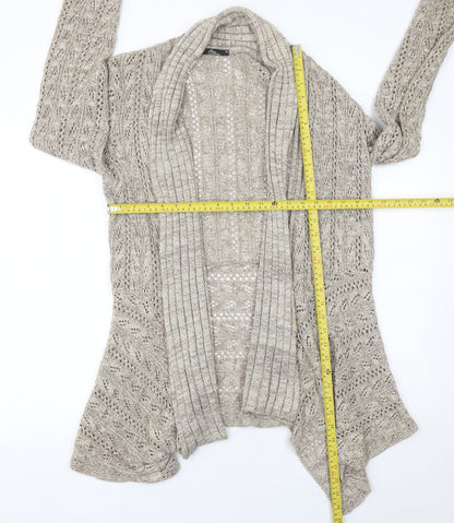BM Collection Womens Beige Open Knit Cardigan M Regular