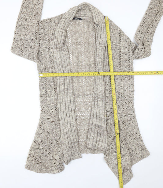 BM Collection Womens Beige Open Knit Cardigan M Regular