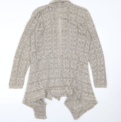 BM Collection Womens Beige Open Knit Cardigan M Regular