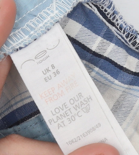 New Look Women’s Blue Plaid Cargo Shorts UK 8 Cotton Belted